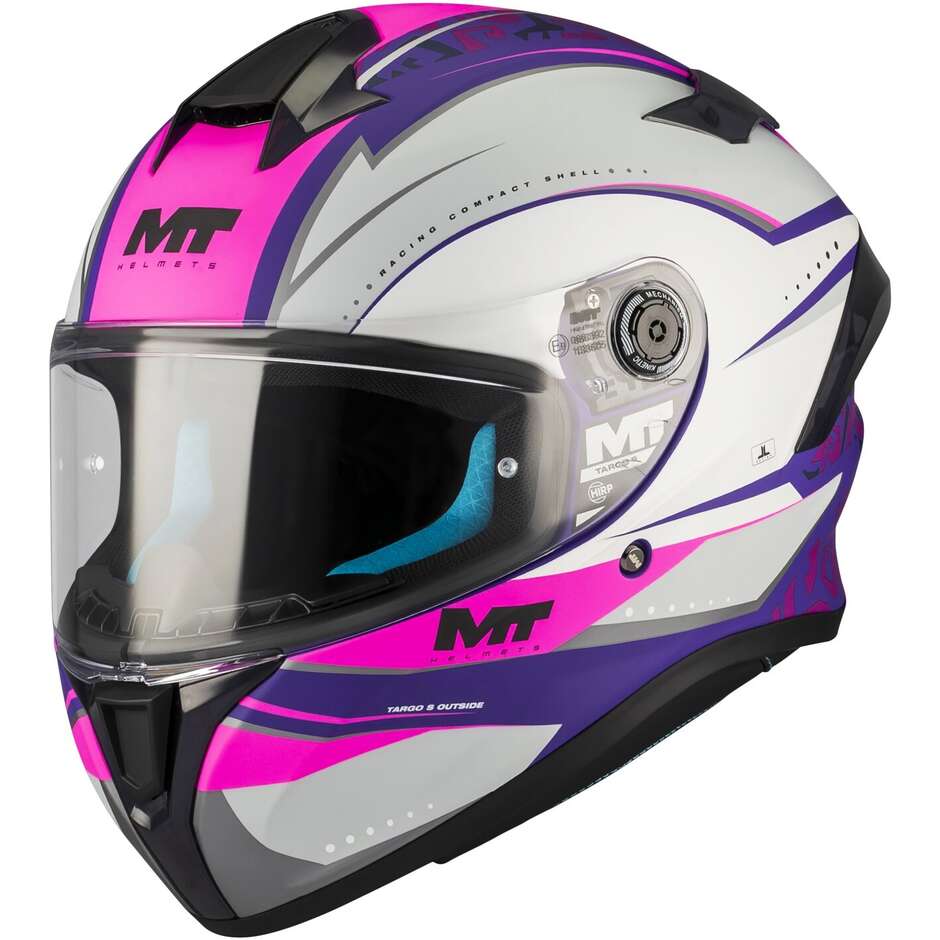Casque intégral moto MT Helmets TARGO S OUTSIDE C8, violet, blanc, mat
