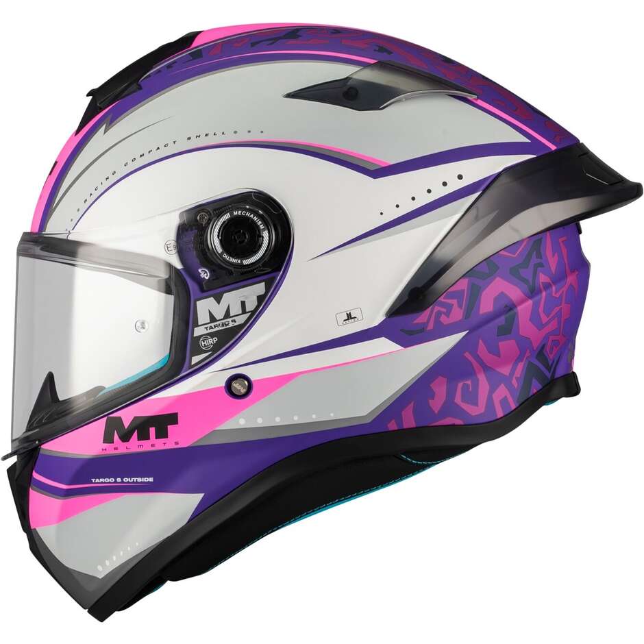 Casque intégral moto MT Helmets TARGO S OUTSIDE C8, violet, blanc, mat