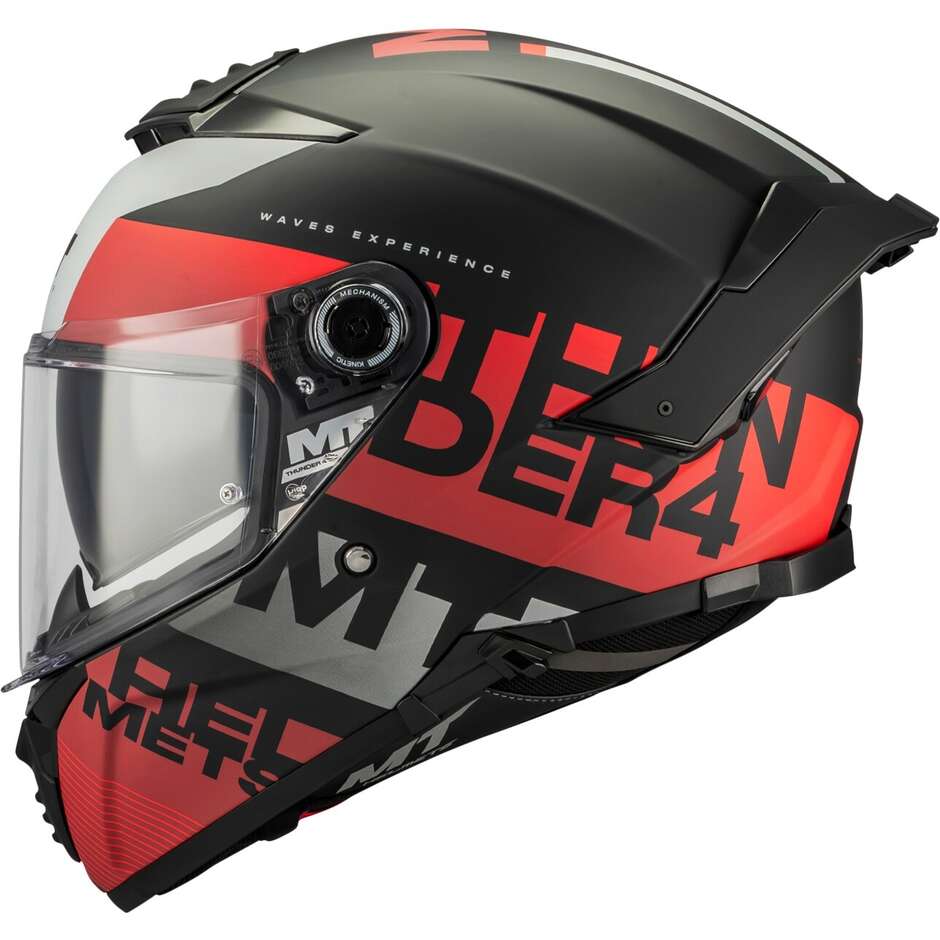 Casque intégral moto MT Helmets THUNDER 4 SV WAVES B5 Rouge Noir Mat