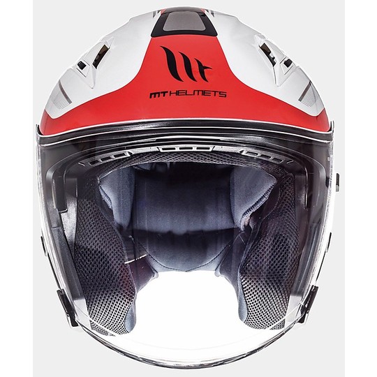 Casque Jet Helmet MT Helmets Avenue SV Crossroad White Glossy Red