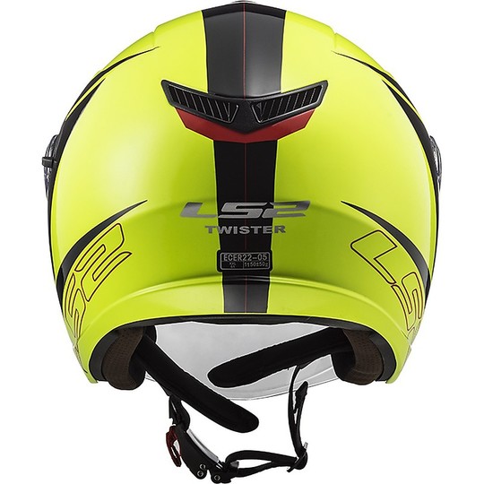 Casque Jet Ls2 Double Visor Ls2 OF573 TWISTER 2 Plane Yellow Fluo Black Red