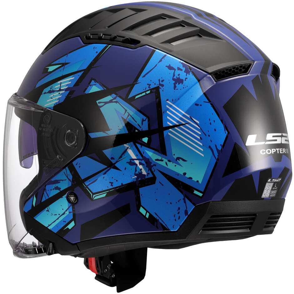 Casque Jet Moto LS2 OF600 COPTER II KANJI Bleu