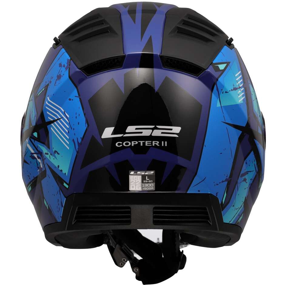 Casque Jet Moto LS2 OF600 COPTER II KANJI Bleu
