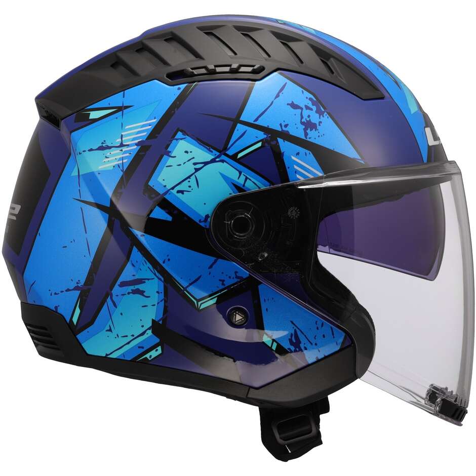 Casque Jet Moto LS2 OF600 COPTER II KANJI Bleu