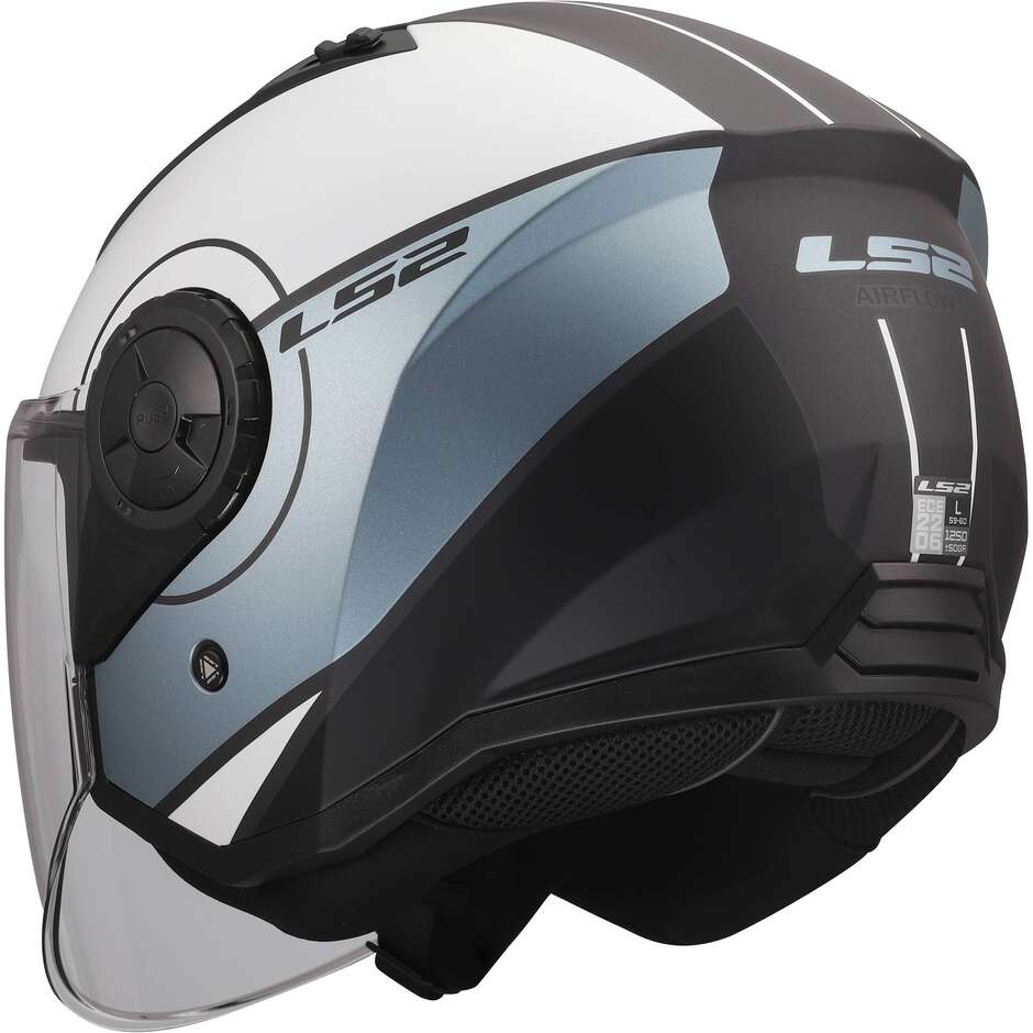 Casque jet moto LS2 OF616 AIRFLOW II COVER Gris Bleu