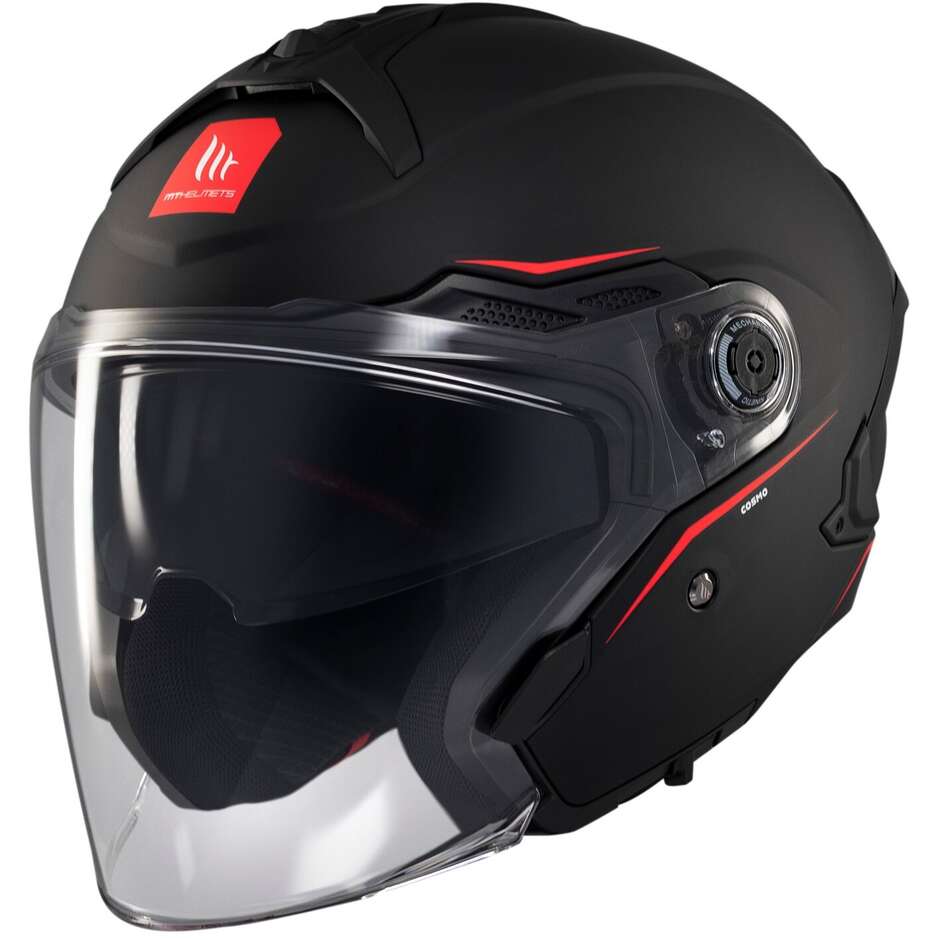 Casque jet moto MT COSMO SV SOLID A1 noir mat