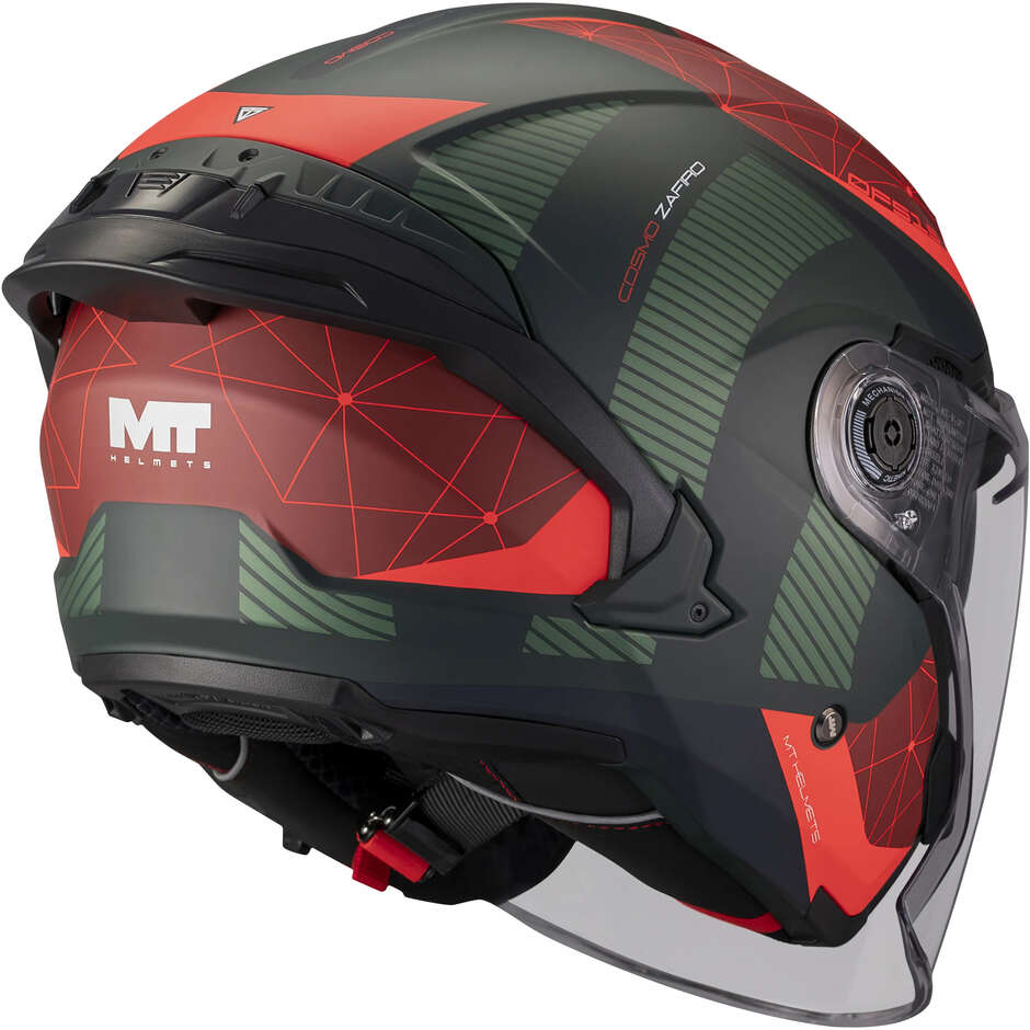 Casque jet MT Helmets COSMO SV ZAFIRO C16 Vert Rouge Mat
