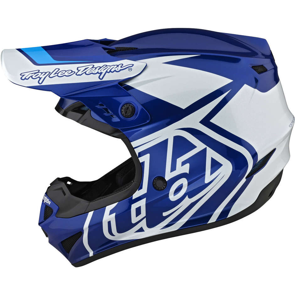 Casque Kid moto Troy Lee Designs Cross Enduro GP OVERLOAD bleu blanc