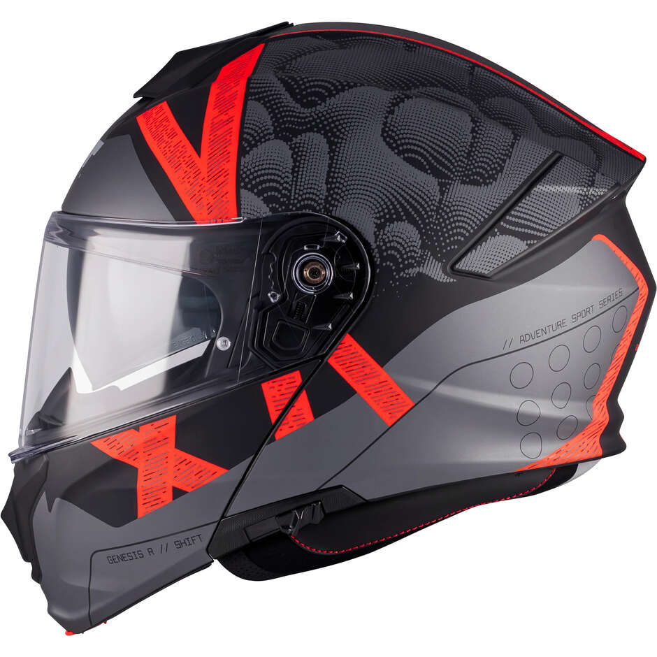Casque modulable MT Helmets GENESIS R SV SHIFT B15 Gris mat rouge