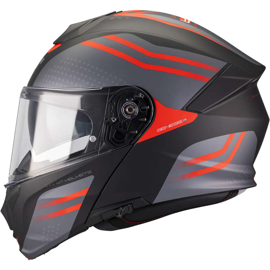 Casque modulable MT Helmets GENESIS R SV VIBE B5 Noir Gris Rouge Mat