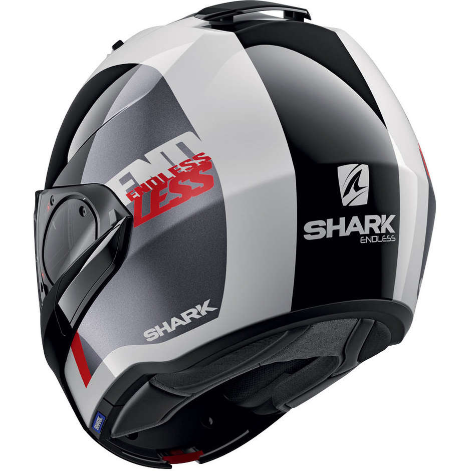 Casque Modulaire Chin Guard Moto Shark EVO ES Endless Blanc Noir Rouge