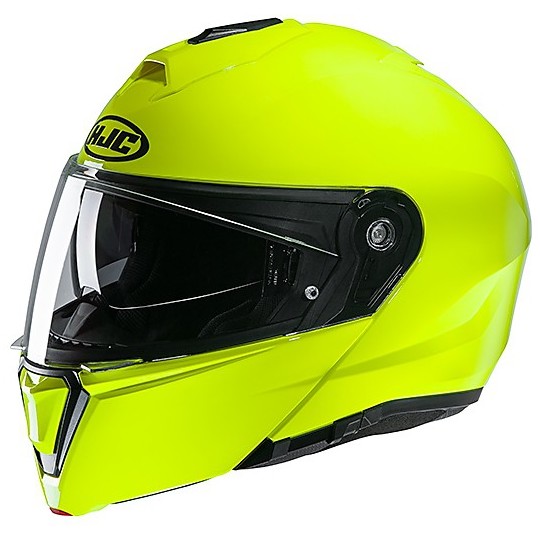 Casque Modulaire Double Approbation P / J Moto HJC i90 Solid Yellow Fluo