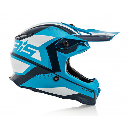 Casque motocross enfant Acerbis Steel blanc bleu