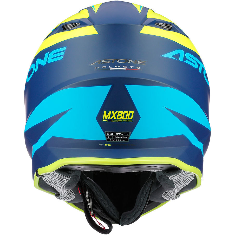 Casque Moto Astone MX800 RACERS Cross-Enduro Jaune Bleu Opaque