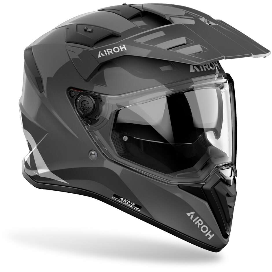 Casque moto aventure Airoh BANDIT COLOR, gris foncé brillant