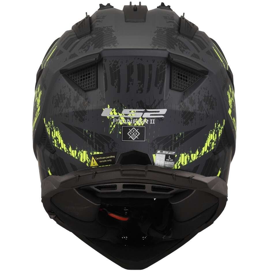 Casque Moto Aventure Ls2 MX702 PIONEER 2 CRAZY Noir Mat Gris Jaune