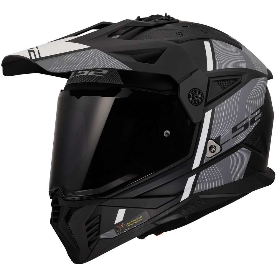 Casque Moto Aventure Ls2 MX702 PIONEER 2 HILL Noir Mat Blanc