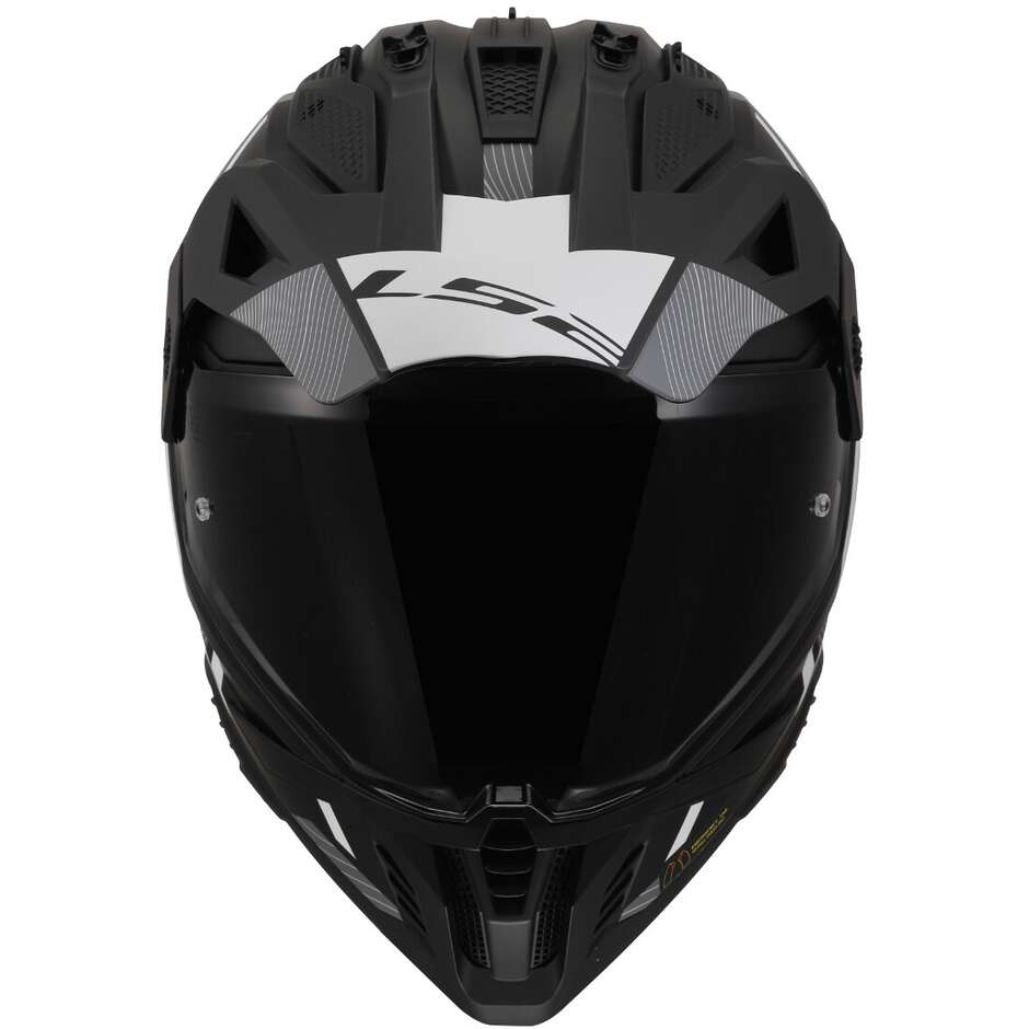 Casque Moto Aventure Ls2 MX702 PIONEER 2 HILL Noir Mat Blanc
