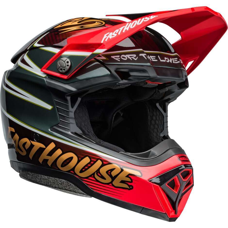 Casque Moto BELL MOTO-10 SPHERICAL FASTHOUSE DITD Cross Enduro Rouge Or