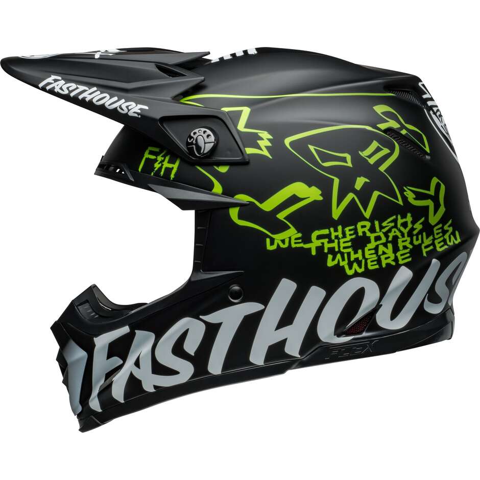Casque Moto BELL MOTO-9S FLEX FASTHOUSE MC Cross Enduro Noir Mat Jaune