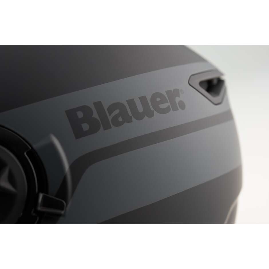 Casque moto Blauer Jet double visière DJ-01 Graphic B noir mat gris