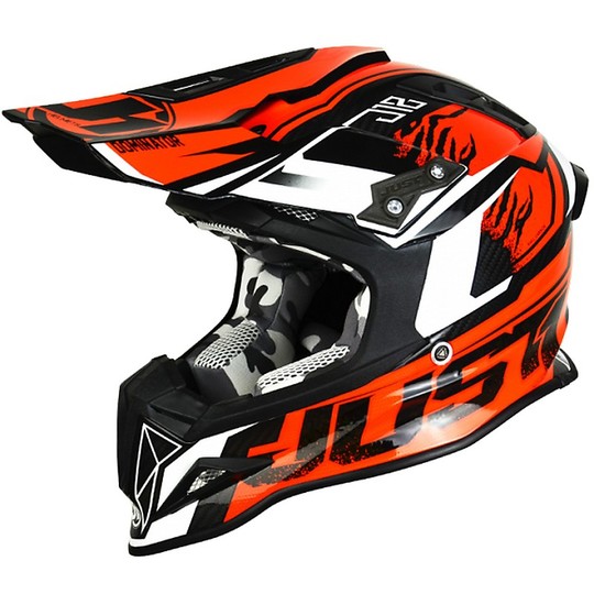 Casque Moto Cross en Fibre Just 1 J12 Dominator Orange