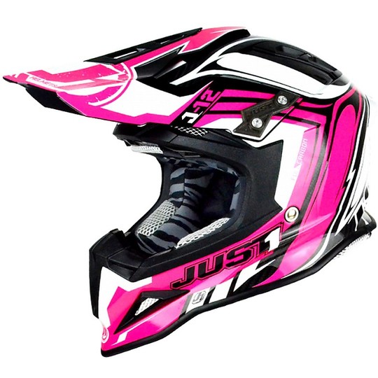 Casque Moto Cross en Fibre Just 1 J12 Flame Pink