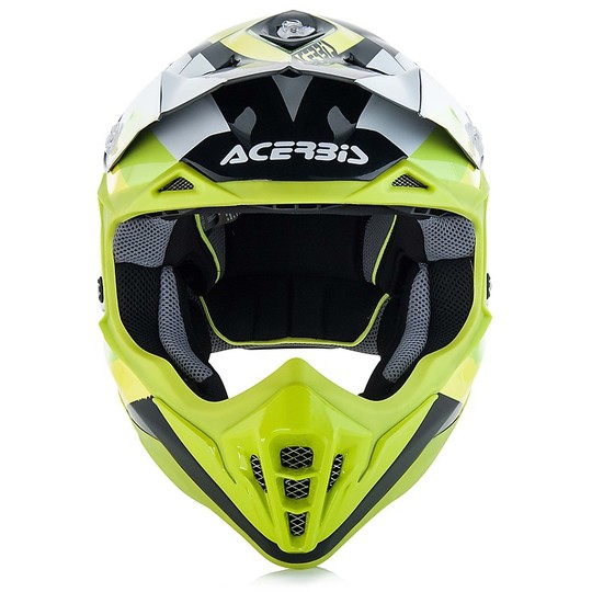 Casque Moto Cross Enduro Acerbis Impact 3.0 Blanc / Vert Fluo Mat