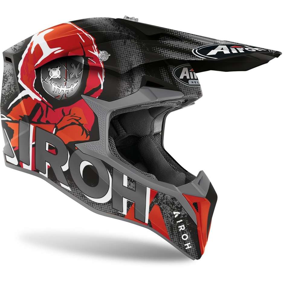 Casque Moto Cross Enduro Airoh WRAAP Alien Rouge Mat