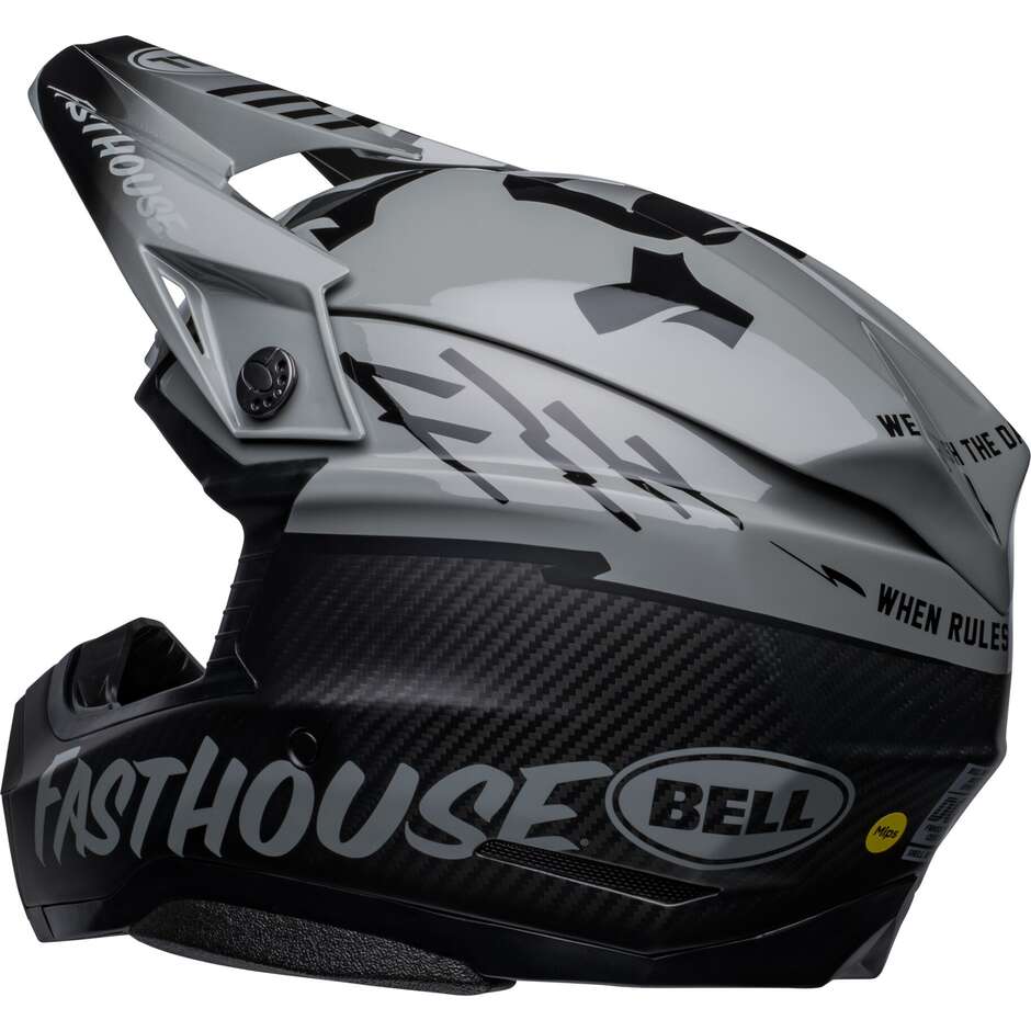 Casque Moto Cross Enduro Bell MOTO-10 SPHERICAL FASTHOUSE BMF Gris Mat Noir Brillant