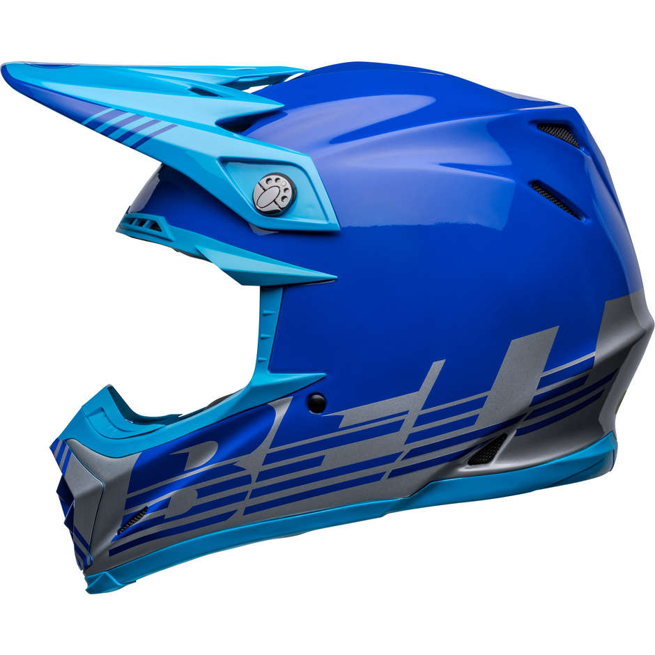 Casque Moto Cross Enduro Bell MOTO-9 MIPS LOUVER Gris Bleu