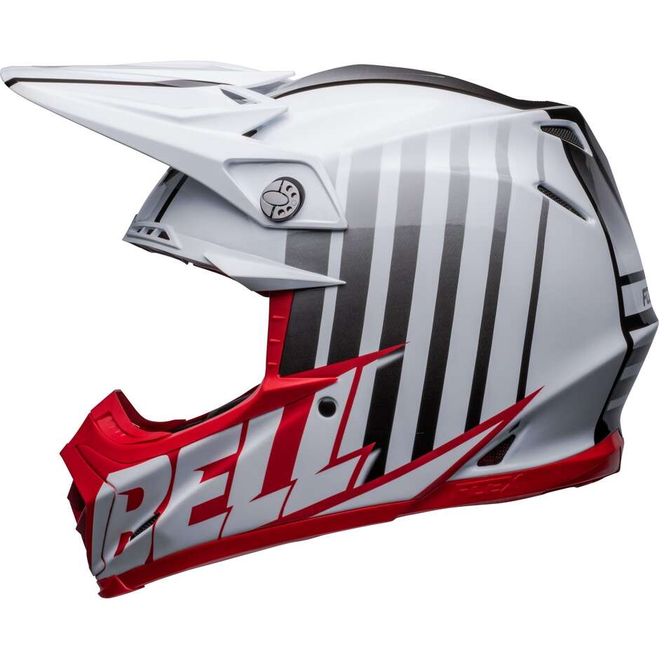 Casque Moto Cross Enduro Bell MOTO-9s FLEX SPRINT Blanc Rouge Mat Brillant