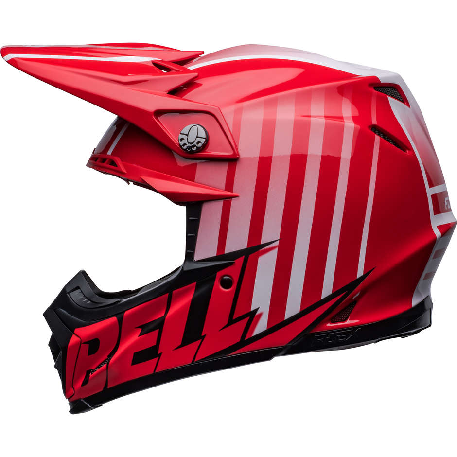 Casque Moto Cross Enduro Bell MOTO-9S FLEX SPRINT Rouge Mat Noir Brillant