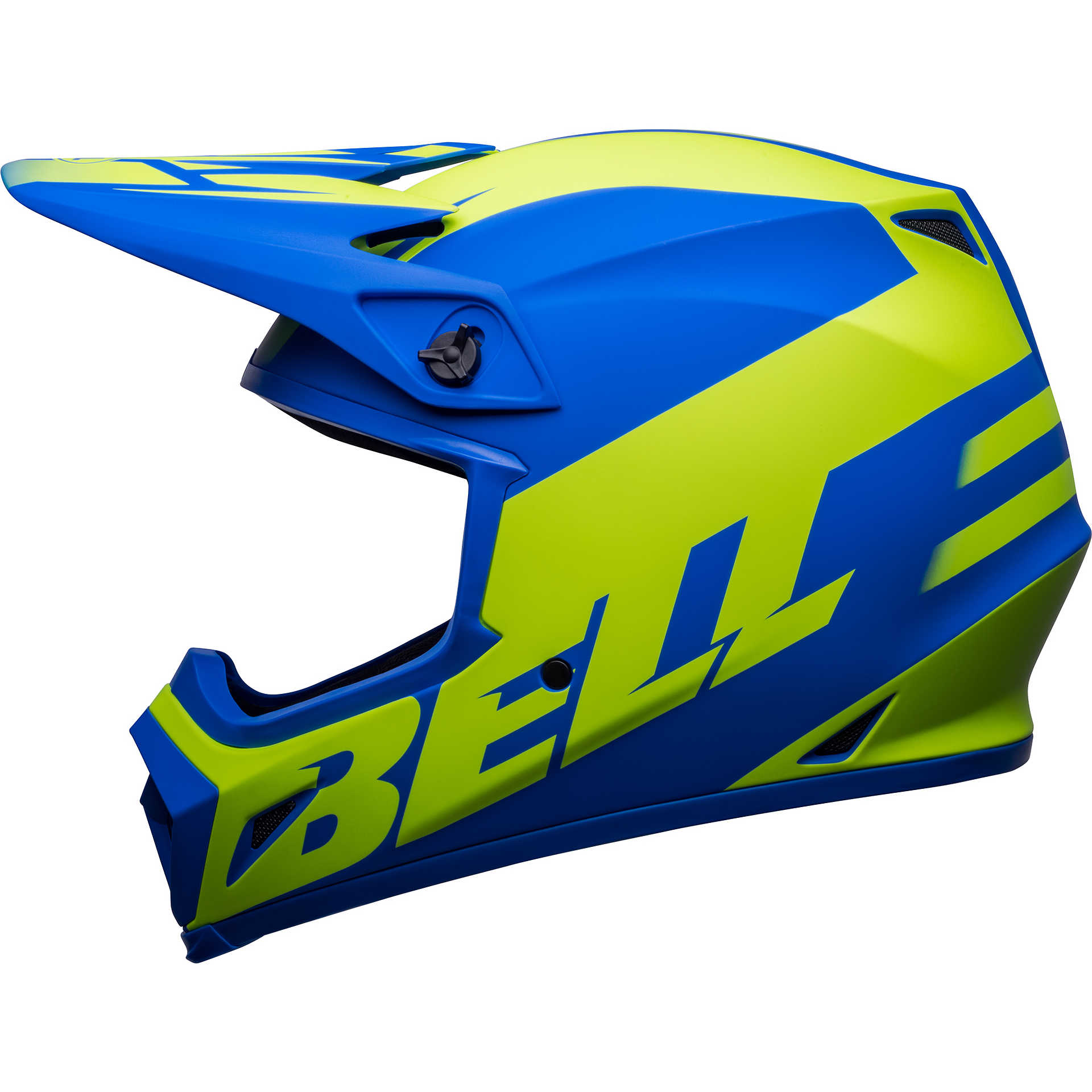 Casque Moto Cross Enduro Bell MX-9 MIPS DISRUPT Bleu Jaune Fluo