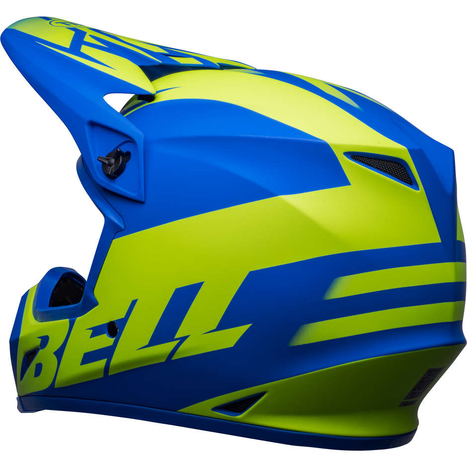 Casque Moto Cross Enduro Bell MX-9 MIPS DISRUPT Bleu Jaune Fluo Mat