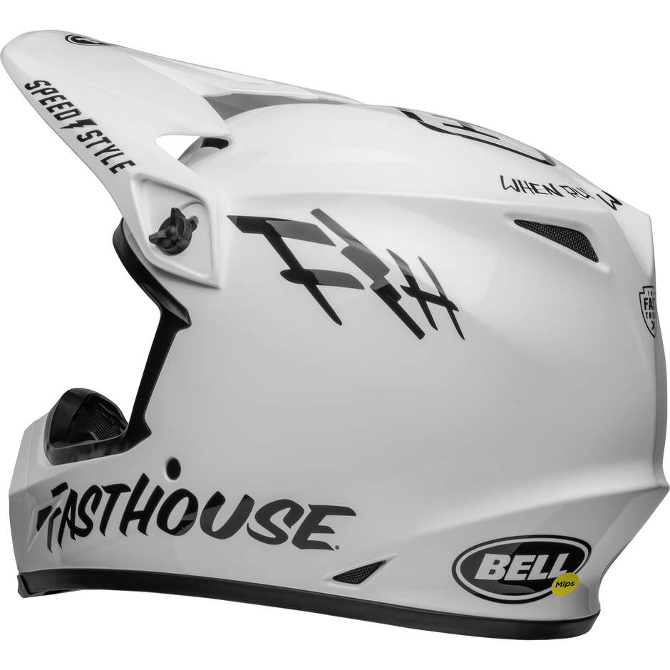 Casque Moto Cross Enduro Bell MX-9 MIPS FASTHOUSE Blanc Noir