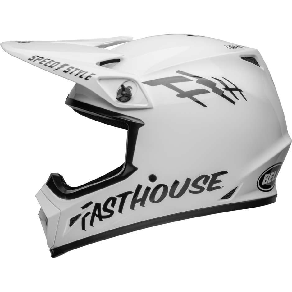 Casque Moto Cross Enduro Bell MX-9 MIPS FASTHOUSE Blanc Noir