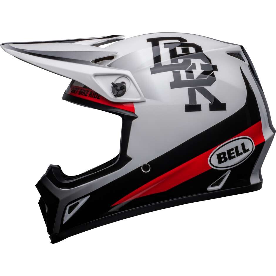Casque Moto Cross Enduro Bell MX-9 MIPS TWITCH DBK Blanc Noir