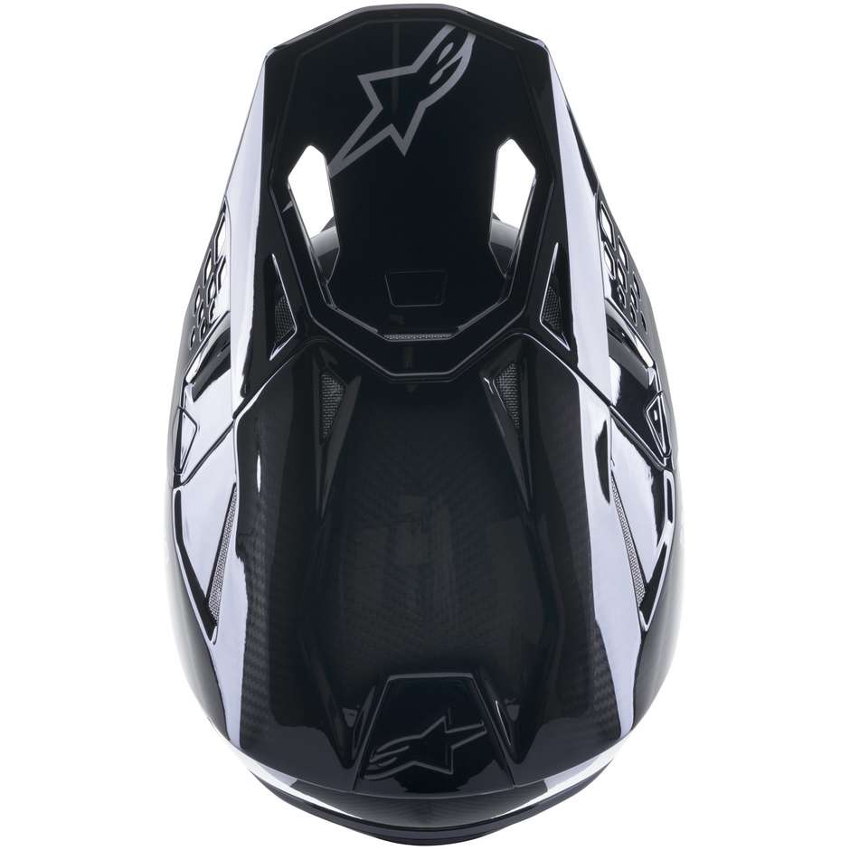 Casque Moto Cross Enduro Carbone Alpinestars SUPERTECH S-M10 SOLID Carbone Brillant Noir