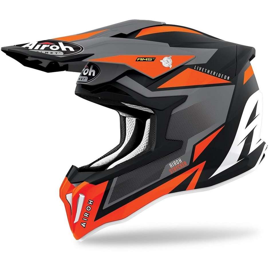 Casque Moto Cross Enduro En Fibre HPC Airoh STRYCKER Axe Mat Orange