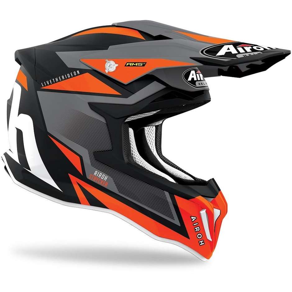 Casque Moto Cross Enduro En Fibre HPC Airoh STRYCKER Axe Mat Orange