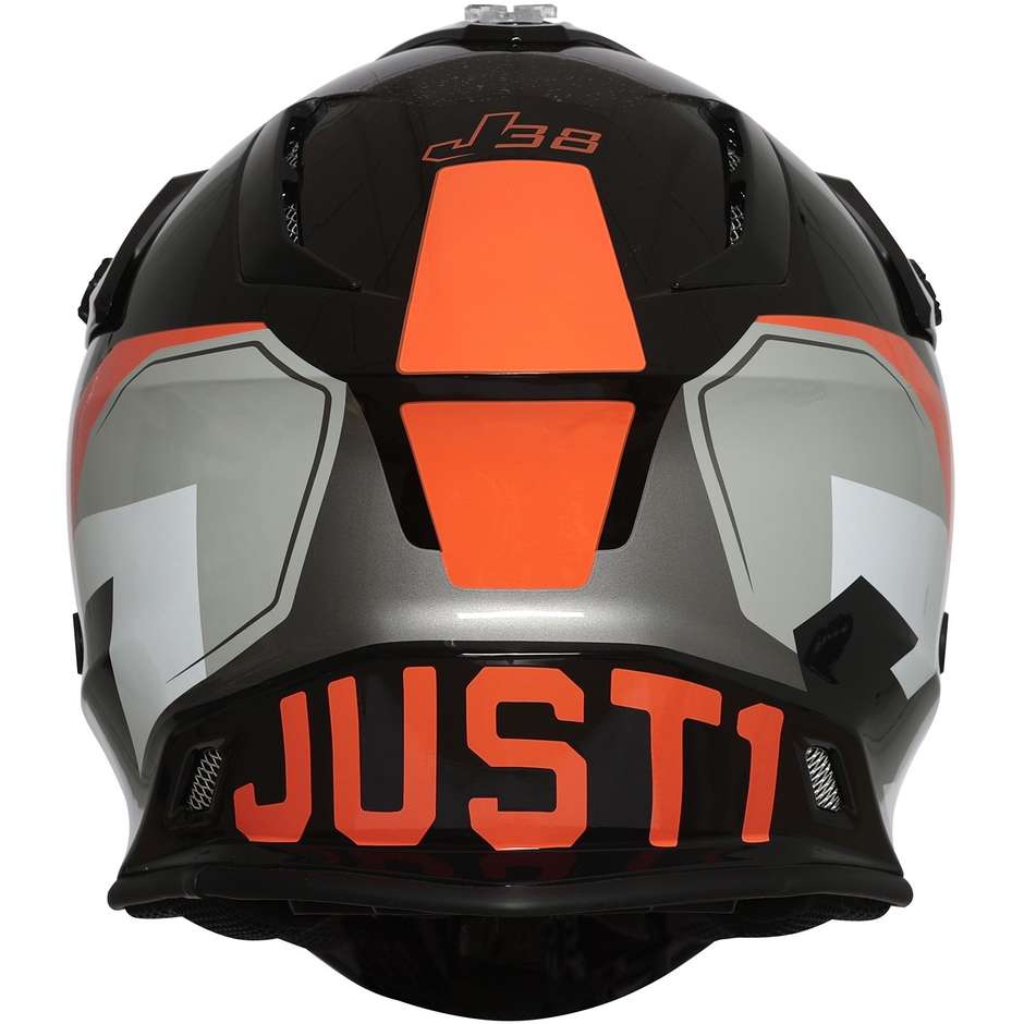 Casque Moto Cross Enduro Just1 J38 KORNER Noir Brillant Orange