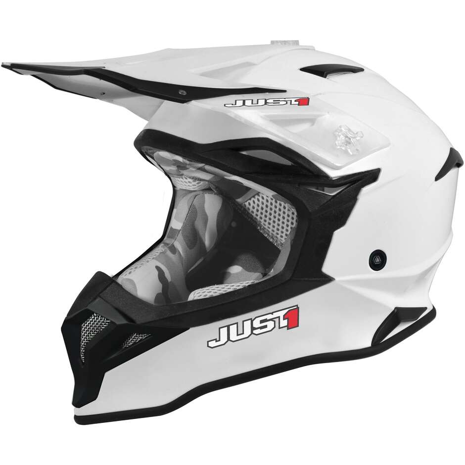 Casque Moto Cross Enduro Just1 J39 Solid Glossy White 22.06