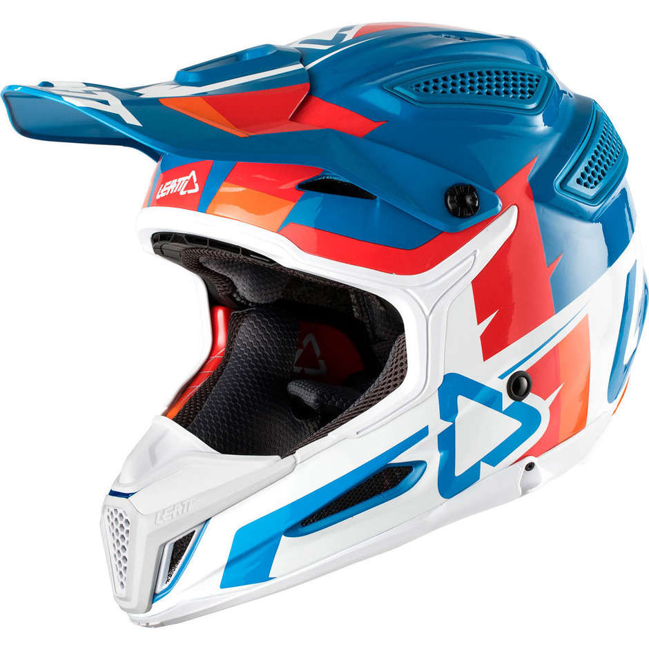 Casque Moto Cross Enduro Leatt GPX 5.5 v10 Bleu Blanc