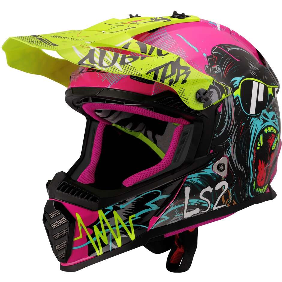 Casque Moto Cross Enduro LS2 MX437 FAST II MINI GORILLA Violet