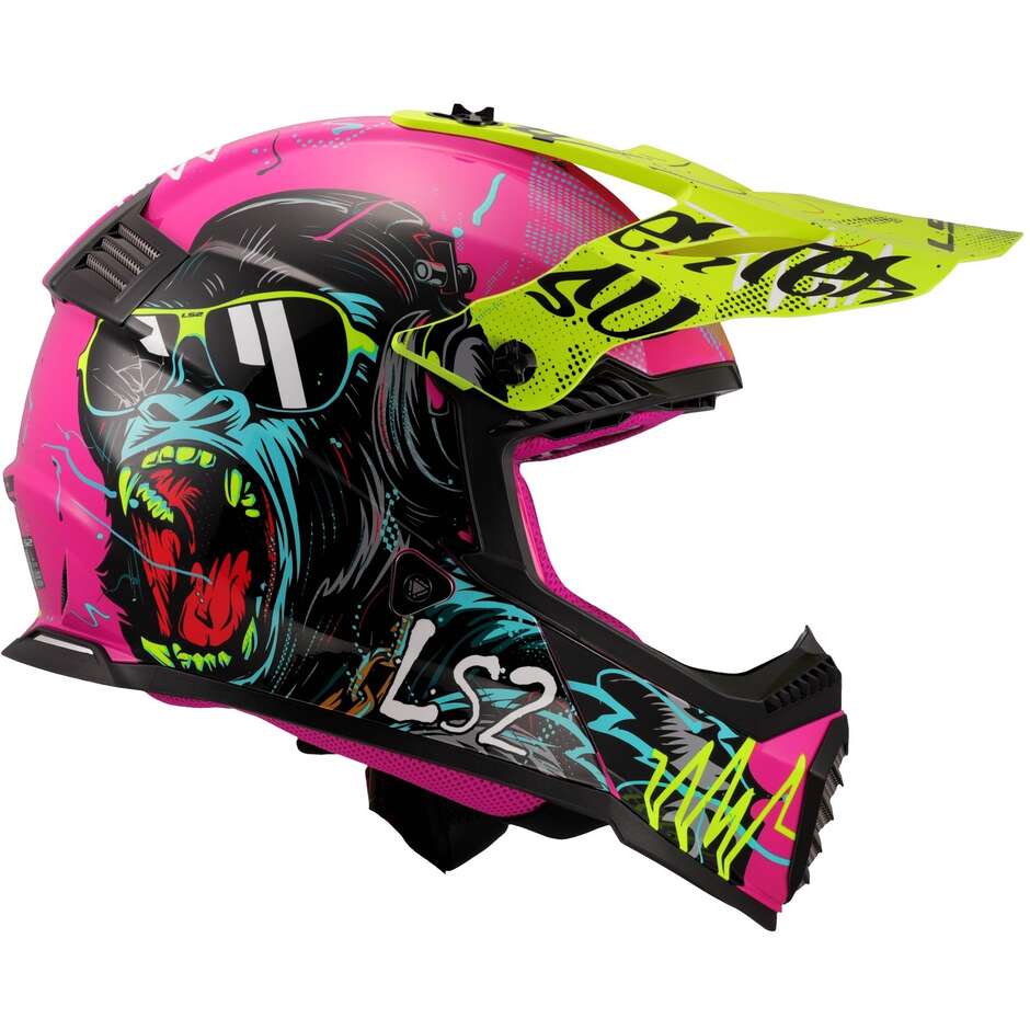 Casque Moto Cross Enduro LS2 MX437 FAST II MINI GORILLA Violet