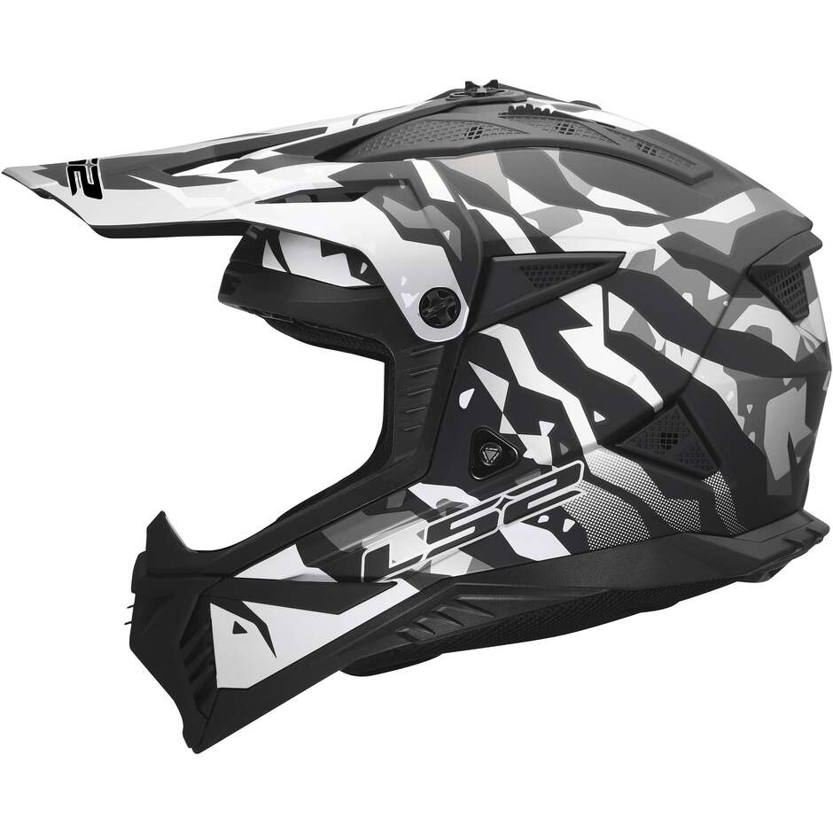 Casque moto cross enduro LS2 MX708 FAST II GROTESK Noir Gris