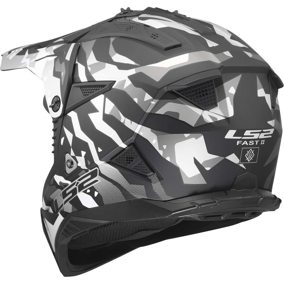 Casque moto cross enduro LS2 MX708 FAST II GROTESK Noir Gris