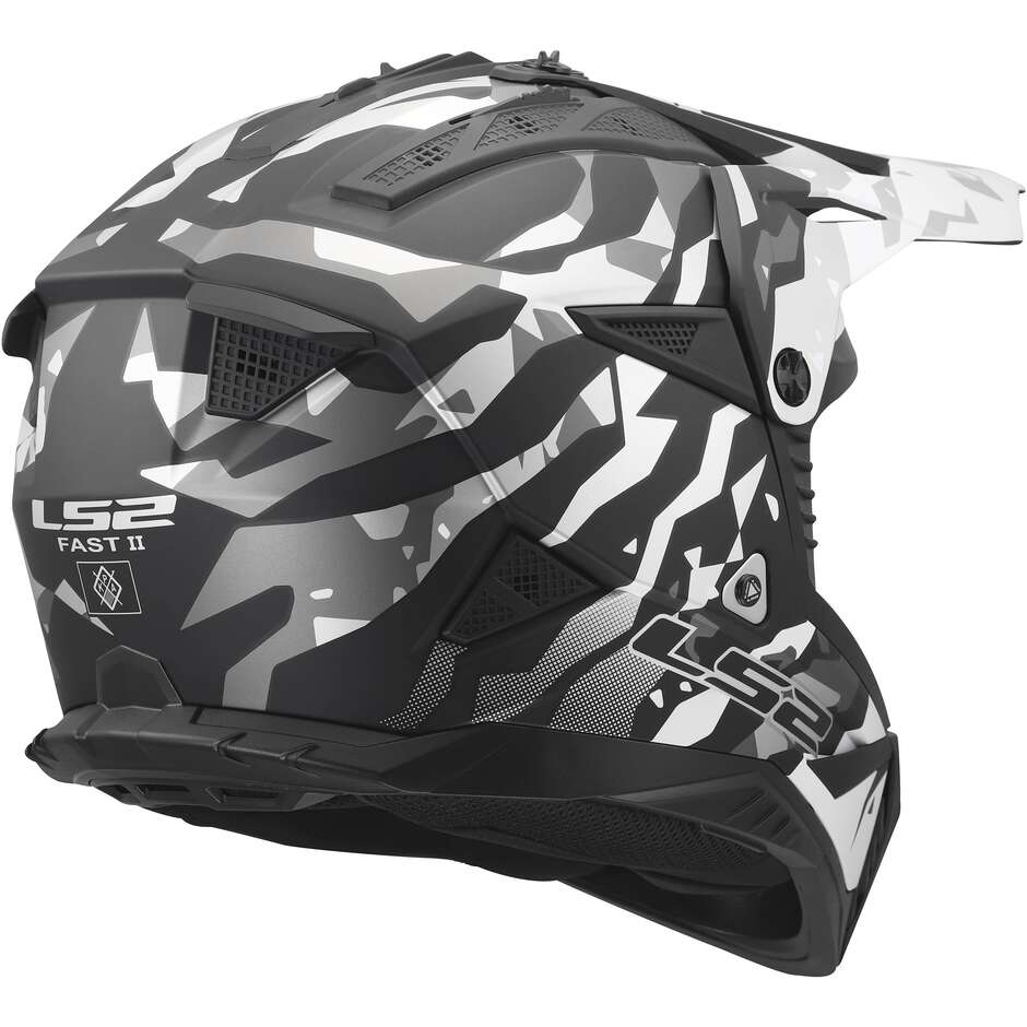 Casque moto cross enduro LS2 MX708 FAST II GROTESK Noir Gris