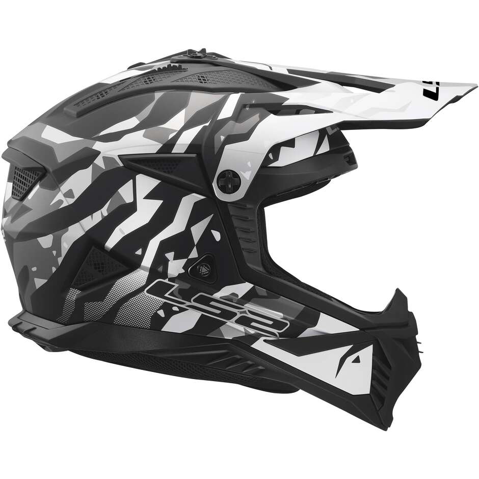 Casque moto cross enduro LS2 MX708 FAST II GROTESK Noir Gris